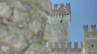 Sirmione castle stock footage