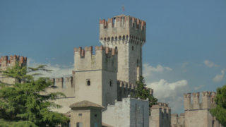 Sirmione castle lake Garda stock footage