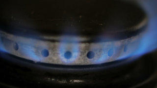 Gas fire pit stove stock footage