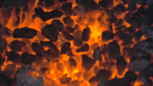 Burning coal stock footage