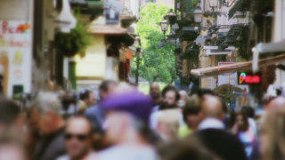 Pedestrian crowd tourists stock footage